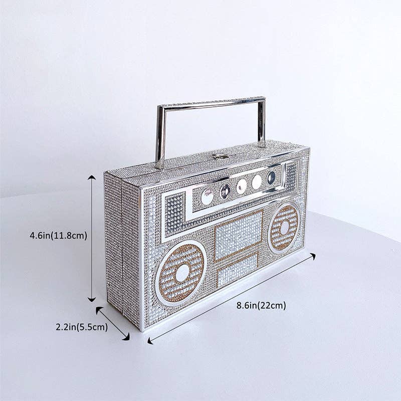 Diamonds Radio Evening Clutch Bag: Silver
