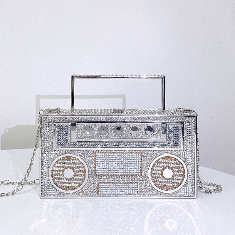 Diamonds Radio Evening Clutch Bag: Silver