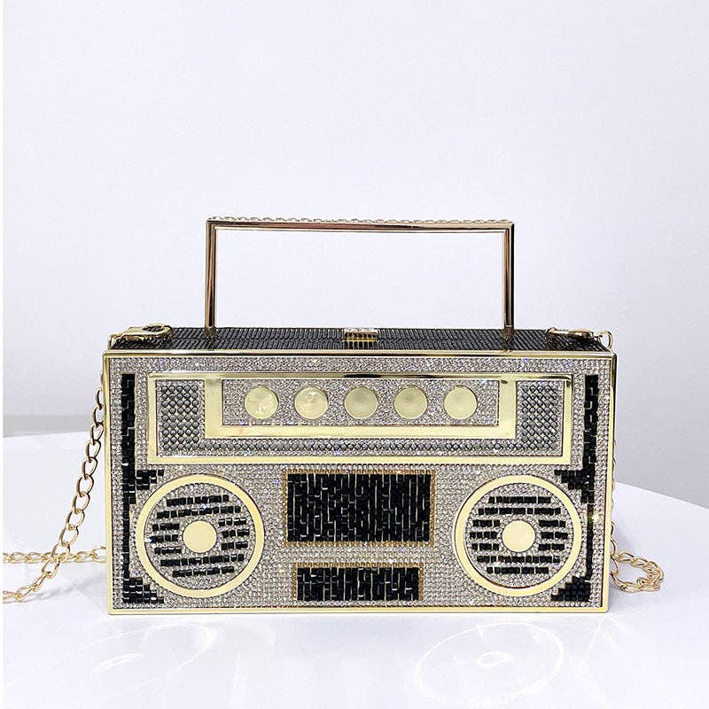 Diamonds Radio Evening Clutch Bag: Silver